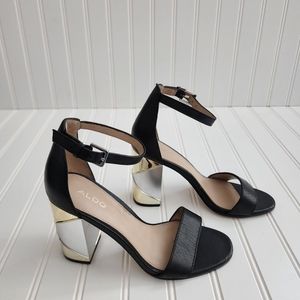 ALDO Black Metallic Heel - Size 7